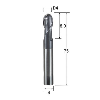 China R2-D4-75L Carbide Ball Nose Milling Inserts 50HRC 2Flutes EndMills Carbide Cutting Tools for sale