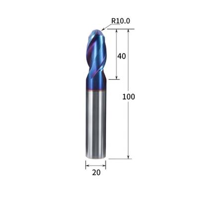 China Carbide R10.0*20*40*100mm Carbide Inserts 65HRC 2Flutes Safety Milling Inserts for sale