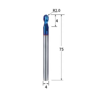 China End Mills Safety Milling Carbide CNC Inserts R2.0*4*4*75mm 65HRC 2Flutes for sale