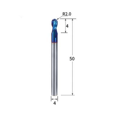 China R2.0*4*4*50 Safety Carbide Inserts 65HRC 2Flutes Square End Mills Carbide Cutting Tools for sale