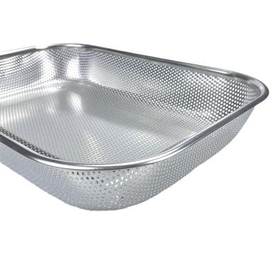 China Multifunctional Large Stainless Steel Drain Basket Fuits Vegetables Viable Rectangular Washing Baskets for sale