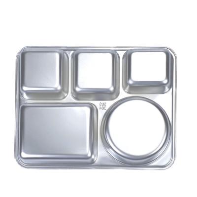 China Viable Factory School Stainless Steel Fast Food Mess Tray Cheap Dinner Dish With Lid for sale