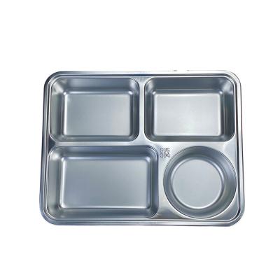 China Sustainable High Quality Compartment Stainless Steel Fast Food Dish Stainless Steel Tray Lunch Box With Lid for sale