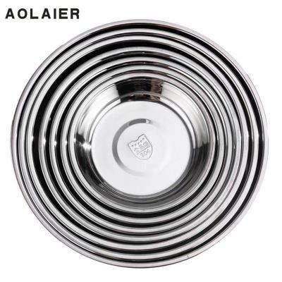 China Sustainable Wholesale Round Metal Food Fruit Tray Stainless Steel Dinner Plate Tray for sale