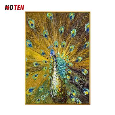 China Hand-painted modern decorative vertical version peacock wall painting abstract simple modern oil painting for sale