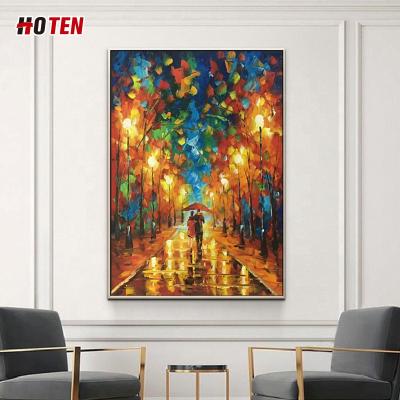 China Abstract Red Framed Abstract Tree Landscape Oil Painting Wall Painting And Couples Large Art Home Decor Pure Hand Painted Picture for sale