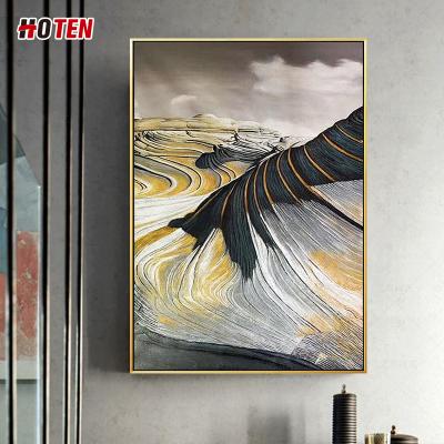 China Large Hand Painted Modern Minimalist Abstract Mountain Gold Foil Wall Painting Decoration Oil Painting Hill Customization for sale