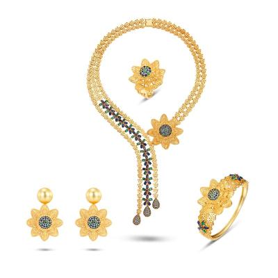 China EXITOSO 4PCS CLASSIC Luxury African Jewelry Set For Women Wedding Party Multicolor Zircon Crystal Dubai Bridal Jewelry for sale