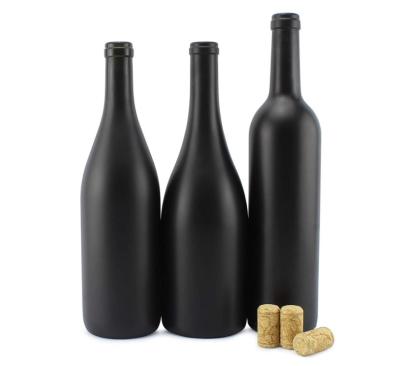 China Black 750ml Matte Coated Glass Wine Bottles Eco - Friendly Various Sizes For Homemade Wine for sale