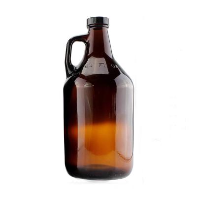 China Eco - Friendly 64oz Brown Glass Buzzer Bottle With Metal Lid for sale