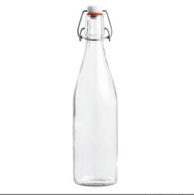 China Square Round 500ml Swing Top Grolsch Glass Eco - Friendly Bottles CLEAR 16oz For Brewing Kombucha Kefir Beer for sale