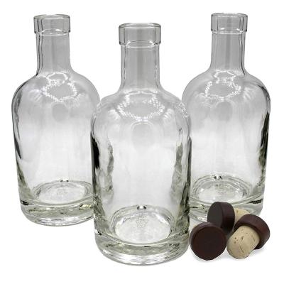 China 200ml 375ml 500ml 750ml Eco - Friendly Glass Wine Bottles With Wooden Bar Top Cork Caps for sale