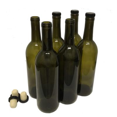 China Beverage Custom Color Glass 500ml 750ml Long Neck Bottles With Cork Lid For Beverage Wine for sale