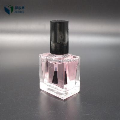 China 8cl Square Clear Glass Nail Polish Bottle Eco - Friendly With Black Lid And Brush for sale