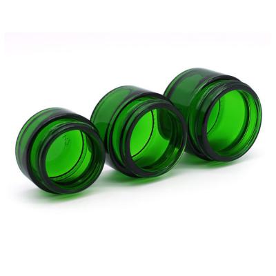 China 20g 30g 50g Green Color Eco - Friendly Glass Cosmetic Jar For Personal Care Pack for sale