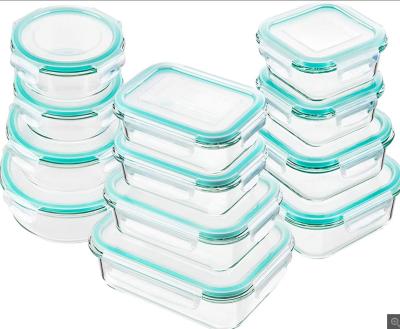 China Eco - Friendly Glass Food Storage Containers With Lids Glass Meal Prep Containers Leak Proof for sale