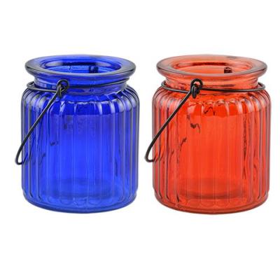 China Eco - Friendly Stained Glass Canning Vase Jars With Wire Handles For Home Decor Living Room for sale