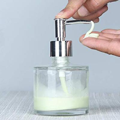 China Transparent Personal Care Square Round Empty 250ml Glass Soap Pump Dispenser Bottles Jar With Pump for sale