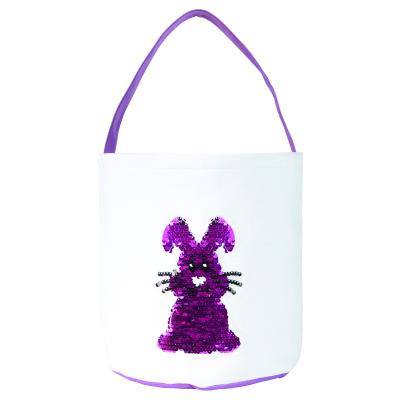 China Diy Opens Custom HTV Heat Transfer Vinyl Sublimation Customize Easter Basket Blank Bucket Polyester Rabbit Bags Decoration Crafts for sale