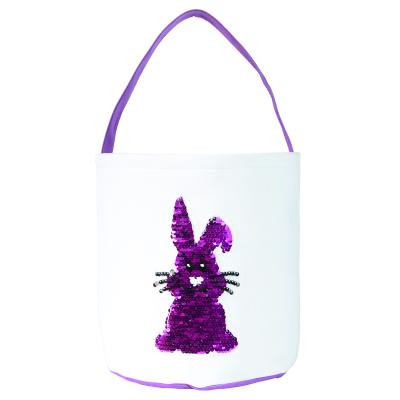 China Diy Opens Custom HTV Heat Transfer Vinyl Sublimation Customize Easter Basket Blank Bucket Polyester Rabbit Bags Decoration Crafts for sale