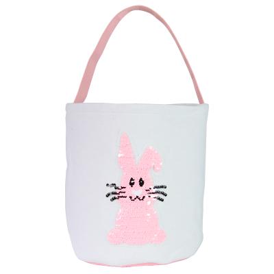 China Diy Opens Custom HTV Heat Transfer Vinyl Sublimation Customize Easter Basket Blank Bucket Polyester Rabbit Bags Decoration Crafts for sale