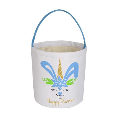 China Diy Opens Custom HTV Heat Transfer Vinyl Sublimation Customize Easter Basket Blank Bucket Polyester Rabbit Bags Decoration Crafts for sale