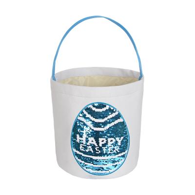 China Diy Opens Custom HTV Heat Transfer Vinyl Sublimation Customize Easter Basket Blank Bucket Polyester Rabbit Bags Decoration Crafts for sale