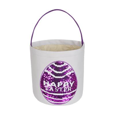 China Diy Opens Custom HTV Heat Transfer Vinyl Sublimation Customize Easter Basket Blank Bucket Polyester Rabbit Bags Decoration Crafts for sale