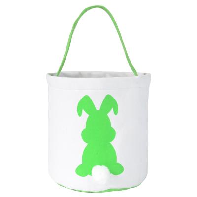 China Diy Opens Custom HTV Heat Transfer Vinyl Sublimation Customize Easter Basket Blank Bucket Polyester Rabbit Bags Decoration Crafts for sale