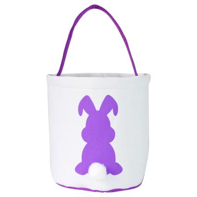 China Diy Opens Custom HTV Heat Transfer Vinyl Sublimation Customize Easter Basket Blank Bucket Polyester Rabbit Bags Decoration Crafts for sale