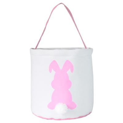 China Diy Opens Custom HTV Heat Transfer Vinyl Sublimation Customize Easter Basket Blank Bucket Polyester Rabbit Bags Decoration Crafts for sale