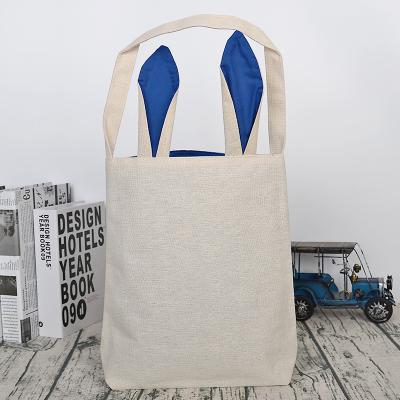 China Diy Opens Custom HTV Heat Transfer Vinyl Sublimation Customize Easter Basket Blank Bucket Cotton Rabbit Bags Decoration Canvas Crafts for sale