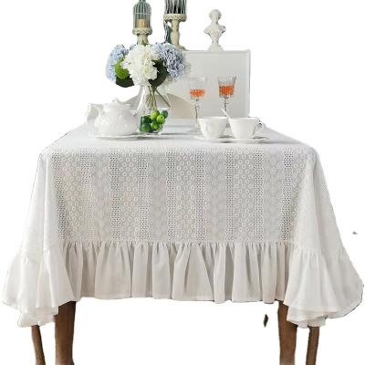 China Oilproof Banquet Decoration Washable Waterproof Oilproof Lace Up Custom White Dining Table Cloths Wedding for sale