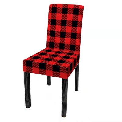 China Printed Customized Geometric Striped Plaid Pattern Print Velvet Polyester Stretch Christmas Chair Cover For Banquet Party Home Event for sale