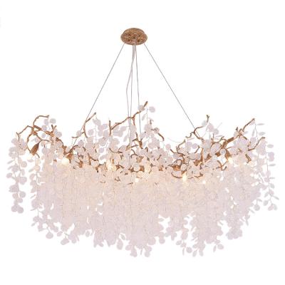 China Modern Luxury Hotel Dining Room Copper Glass Led Modern Chandelier Pendant Light for sale