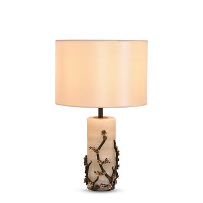 China Modern Retro Attic Decoration Copper Fabric Lampshade Restaurant Table Lamp for sale