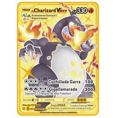 China For Pokemon Game Metal Ca Gold High Quality Spanish Metal Cards 1st Charizard, Blastoise 1st Edition Trade Playing Cards Set for sale