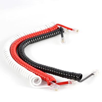 China Indoor Home Telephone Cable Spring Type Telephone Spiral Cables Telephone Handset Coil Cord Cables Extension for sale