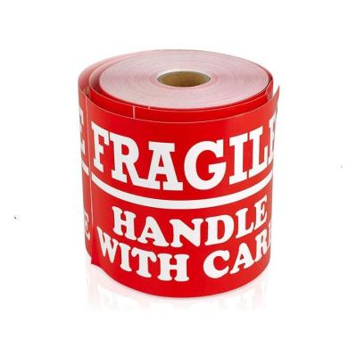 China Waterproof High Quality Thermal Transfer Sticker Cardboard Caution Label Fragile Stickers for sale