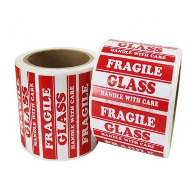 China Fragile Sticker Roll Vinyl Sticker Shipping Label Waterproof Caution Label Warning Fragile Stickers for sale