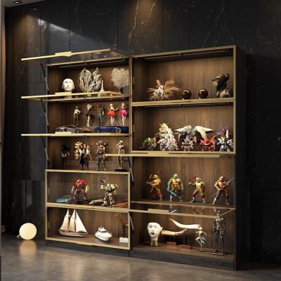 China (Other) Adjustable Toy Lego Model Display Solid Wood Customized Tiers Cabinet Toy Lego Display Cabinet for sale