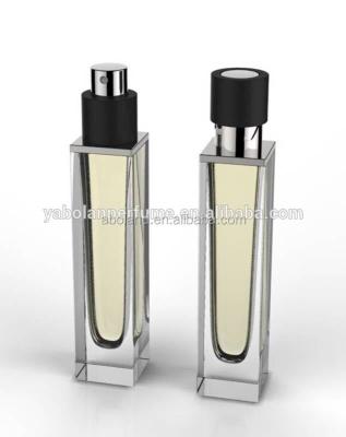 China 2018 personal care transparent cube 20ml square cheap glass perfume bottle with crimp neck for sale