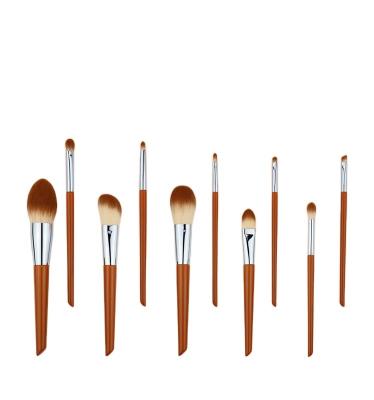 China Angular Blush 2021 Green and Pink Plastic Handle 8pcs Makeup Brush Professional Makeup Set Brush Private Label for sale