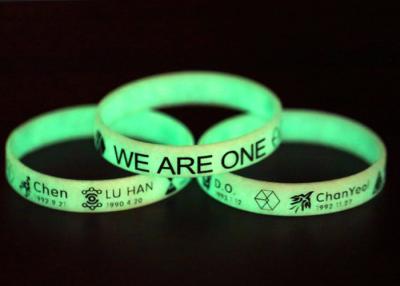 China Luminous Silicone bracelet for boys girls custom logo Wristband Recessed Rubber strap words color size for sale