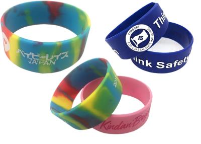 China Widen custom Silicone bracelet for boys girls logo Wristband Recessed Rubber strap words color size for sale