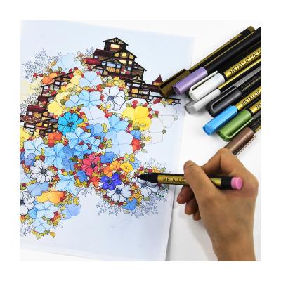 China Paper Bag 10 Colors Artistic Metallic Drawing Markers Painting Pen Set for sale