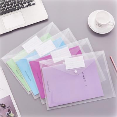 China Creative Simple Transparent File Bag Plastic Bill Bag Student Office Supplies Snap A4 Information Bag Stationery Bags Storage for sale