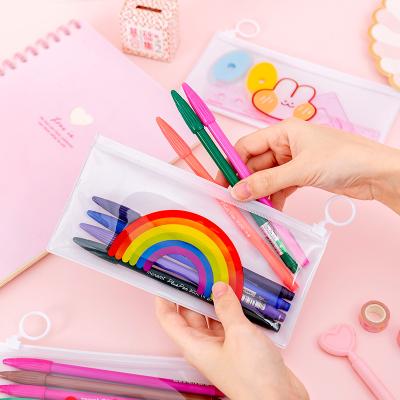 China Stationery Bags Ring Zipper Stationery Storage Bag Korean Cool Small Information Bag Student Pencil Bag for sale