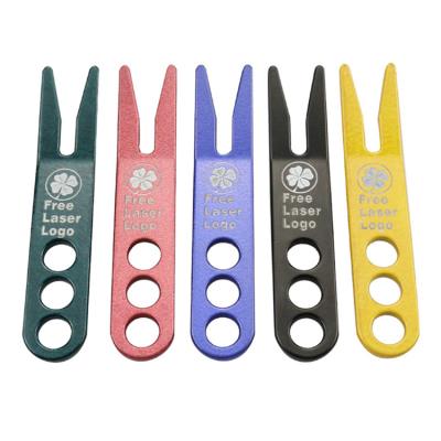 China Custom Color Golf Accessory and Logo Zinc Alloy Pitch Fork Golf Digging Repair Tool for sale