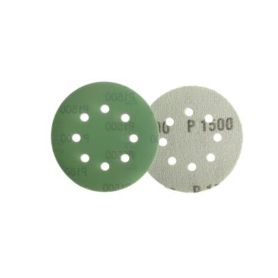 China 5Inches With 8 Holes Squeak Green Film 1500 Hook And Loop Sanding Disc For Automotive Q8 for sale